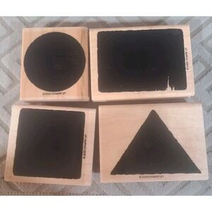 Stampin' Up Little Shapes Rubber Stamp 4pc Triangle Circle Square Rectangle 2000